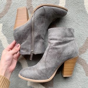 JustFab gray heeled booties